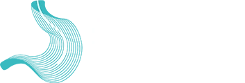 Logo der Endosonopraxis Dr. med. Daniel Gleichmann in Hünfeld (zwischen Bad Hersfeld und Fulda). Das Wort-Bild-Logo besteht aus einem türkis-blauen, stilisierten Magen mit weißem Strich als Endoskop und einem weißen Schriftzug.